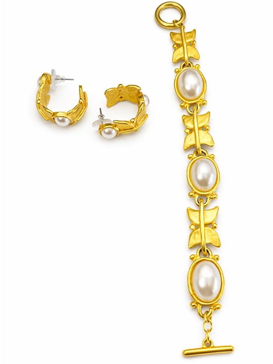 Carol Dauplaise Jewelry - Carol Dauplaise Gilt Butterfly Bracelet + Earrings Set